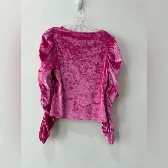 Marc New York Pink Velvet Cinch Sleeve Crew Neck - Size M - Picture 5 of 11